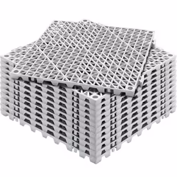 Lot de 12 Dalles de Jardin Piscine-VEVOR-30x30x15cm-Gris Dalle Clipsable Ajourée Antidérapante en PVC Drainage Rapide