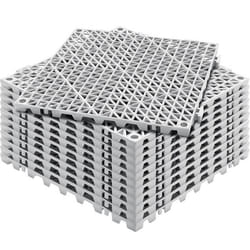 Lot de 12 Dalles de Jardin Piscine-VEVOR-30x30x15cm-Gris Dalle Clipsable Ajourée Antidérapante en PVC Drainage Rapide