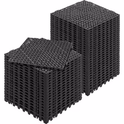 Dalles de Jardin Piscine-VEVOR-Lot de 50-30x30x15 cm Noir Dalle Clipsable Ajourée PVC-pour Terrasse Cuisine Spa Salle de Bain
