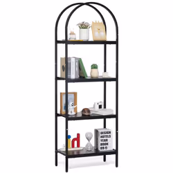 Bibliothèque en Métal-VEVOR-Étagère Industrielle à 4 Niveaux- Étagère de Rangement sur Pied-pour Chambre Bureau