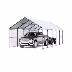 Abri de Voiture en Métal Robuste-VEVOR-4 x 8 m-Abri de Garage Extérieur avec Cadre et Toit en Acier Galvanisé