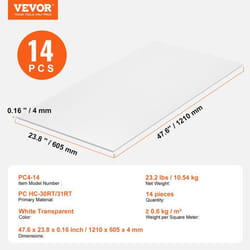 Plaque en Polycarbonate-VEVOR-1210x605x4 mm-Panneaux de Toit en Feuilles Lot de 14-Toiture Plastique Ondulé Imperméable
