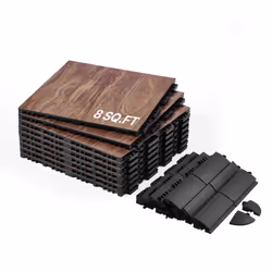Revêtement de Sol Emboîtable-VEVOR-315 x 315 mm Dalles de sol Polyvalentes Emboîtables-9 pcs Portable Base Coussinée marron