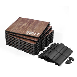 Revêtement de Sol Emboîtable-VEVOR-315 x 315 mm Dalles de sol Polyvalentes Emboîtables-9 pcs Portable Base Coussinée marron