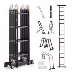 Échelle Pliante Polyvalente 7 en 1-VEVOR-avec Planche Échafaudage Barre Équilibre Hauteur de Portée 465 m-Charge 150 kg