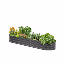 Jardinière-VEVOR-2390x600x270 mm-Lit de Jardin Surélevé Métal Galvanisé Bac de Plantation Ovale Fond Ouvert-Gris Foncé