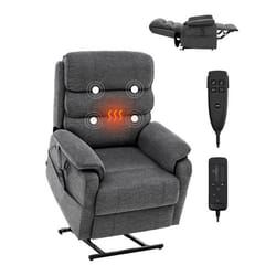 Fauteuil Inclinable Électrique-VEVOR-Fauteuil Releveur avec Chaleur et Massage pour Personnes âgées-Gris Foncé M