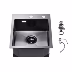 Évier de Cuisine 40 cm-VEVOR-Évier à Montage Par le Haut en Acier Inox 304-Évier à Poser à Encastrer Cuve Simple avec Accesso ...