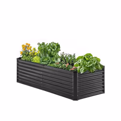 Jardinière-VEVOR-1800x895x600 mm-Lit de Jardin Surélevé Métal Galvanisé Bac de Plantation Ovale Fond Ouvert-Gris Foncé