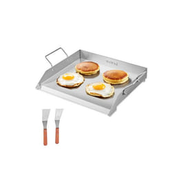 Plaque de Cuisson en Acier inox-VEVOR-Rectangulaire à Dessus Plat-448 x 370 mm-Portable-avec Poignée