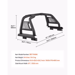 Arceau de Sécurité Arrière pour Pick-up-VEVOR-Barre Anti-rapprochement-Compatible avec Pickup Pleine Grandeur