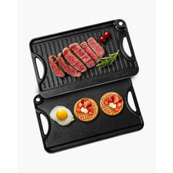 Plaque de Cuisson Réversible en Fonte-VEVOR-Plancha Grill-185x342 mm-avec Poignée