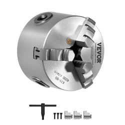 Mandrin de Tour à 3 Mâchoires-VEVOR-80 mm-Mandrin Auto-centrage Mors Réversibles-Fonte HT300 2-63 mm-avec Clé en T