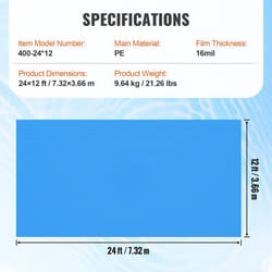 Couverture Solaire pour Piscine-VEVOR-732 x 366 m-Bâches Solaires Rectangulaires pour Piscine-pour Chauffer Leau-Bleu