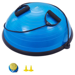 Demi-ballon Fitness 62 cm-VEVOR- Ballon dÉquilibre Capacité 300 kg Station dÉquilibre avec Bande de Résistance Bleu