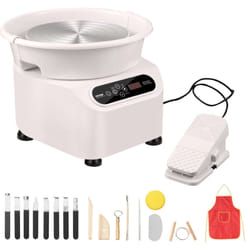 VEVOR Roue de Poterie 280 mm, Tour de Potier Electrique 350 W, avec Pedale Ecran Tactile LCD et Tablier, Mini Roue de Poterie a Entrainement Direct,