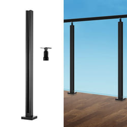 Pinces à Verre en Acier Inoxydable 304-VEVOR-Pince de Clôture en Verre de 850 mm de Hauteur-pour Balcon Jardin Terrasse-Noir