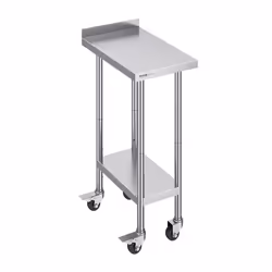 Table de Travail Cuisine Acier Inoxydable-VEVOR-Table de Préparation-61x381x1006 cm-Hauteur Réglable-avec Roulettes