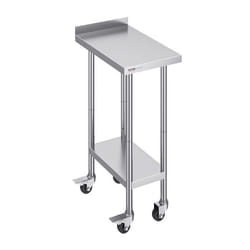 Table de Travail Cuisine Acier Inoxydable-VEVOR-Table de Préparation-61x381x1006 cm-Hauteur Réglable-avec Roulettes