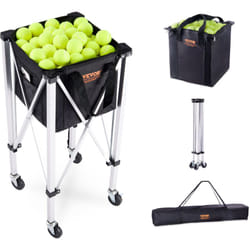 Panier a balle de tennis pliable, capacite 150 balles, chariot alliage dealuminium avec roulettes, sac amovible, sac de transport, chariot