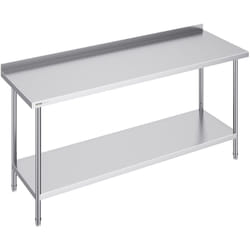 Vevor - Table de Travail en Acier Inoxydable 61x182,9x91,4 cm, Table de Preparation des Aliments Durable, Hauteur Reglable, Meuble de Rangement des