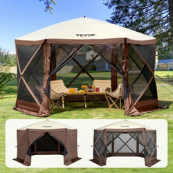 Auvent pop-up, abri moustiquaire a 6 cotes avec panneaux anti-vent amovibles et fenetres en maille, moustiquaire instantanee de 11,5 x 11,5 pieds