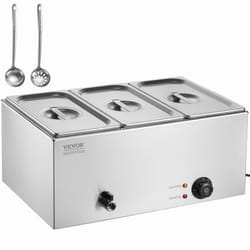 Chauffe-Plat Buffet à 3 Bacs-VEVOR-Bain-Marie Électrique 165 L-1200 W-pour Réchauffer les Aliments Restauration Soirée Fête