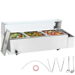 Chauffe-Plat Buffet à 3 Bacs de 76 L-VEVOR-Bain-Marie Électrique 1500 W-pour Réchauffer Aliments Restauration Soirée Fête