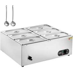 Chauffe-Plat Buffet à 6 Bacs de 47 L-VEVOR-Bain-Marie Électrique 1500 W-pour Réchauffer les Aliments Restauration Soirée Fête