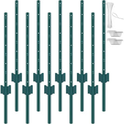 Poteaux en T VEVOR de 3 pieds, lot de 10, piquets metalliques durables pour clotures, ideaux pour les jardins, les cours, les pelouses, les fermes et