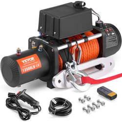 Treuil Électrique-VEVOR-6123 kg 12 V CC Corde Synthétique Φ10 x 24384 cm-Guide-câble-Télécommande Sans Fil et Filaire