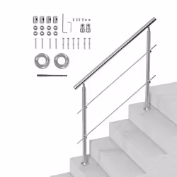 Rampes Descalier-VEVOR-1200 x 104 x 1060 mm-2 Barres Transversales-pour Personnes âgées Porche et Terrasse