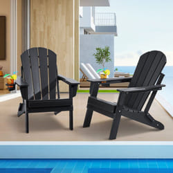 Chaise Adirondack en Plastique, Lot de 2, Fauteuil de Jardin Pliant Portable, Charge 181,4 kg, avec Porte-Gobelet, Accoudoir Relaxant, pour Toutes