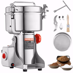 Moulin à Café Épices Électrique-VEVOR-2500 g 3400 W-Broyeur à Grains Commercial-Haute Vitesse-Acier Inoxydable