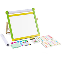 Chevalet deart de table pour enfants, chevalet deart double face en bois 3 en 1 pour enfants avec tableau blanc magnetique, tableau noir, rouleau de
