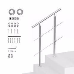 Rampes Descalier-VEVOR-800 x 104 x 1060 mm-2 Barres Transversales-pour Personnes âgées Porche et Terrasse-Argent