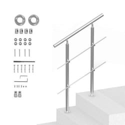 Rampes Descalier-VEVOR-800 x 104 x 1060 mm-2 Barres Transversales-pour Personnes âgées Porche et Terrasse-Argent