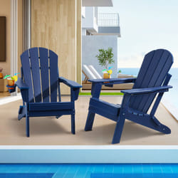 Chaise Adirondack Plastique, Lot de 2, Fauteuil Jardin Pliant Portable, Charge 181,4 kg, avec Porte-Gobelet, Accoudoir Relaxant, pour Toutes Saisons,