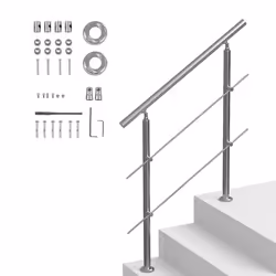 Rampes Descalier-VEVOR-1000 x 104 x 1060 mm-2 Barres Transversales-pour Personnes âgées Porche et Terrasse-Argent