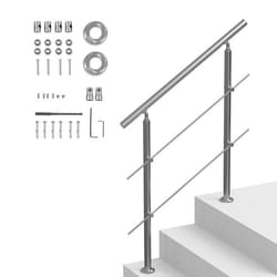 Rampes Descalier-VEVOR-1000 x 104 x 1060 mm-2 Barres Transversales-pour Personnes âgées Porche et Terrasse-Argent