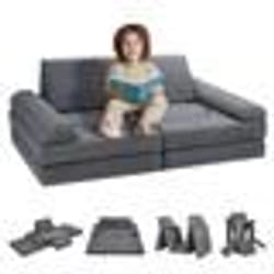 Fauteuil pour Enfants Pliable-VEVOR-Éponge 25D Haute Densité Souple et Confortable-Meuble de Salle de Jeux pour Sommeil-Gris