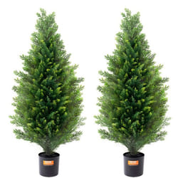 Arbre Topiaire Artificiel en Cèdre-VEVOR-Faux Pins et Cyprès à Feuilles Persistantes-Ensemble de Verdure Artificielle Classée UV