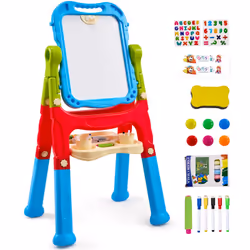 Caractéristiques & Détails Deux options : Ce chevalet d'art pour enfants est à la fois un tableau noir et un tableau blanc !  ...