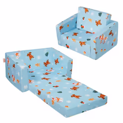Fauteuil pour Enfants Pliable-VEVOR-en Éponge 25D Haute Densité Souple et Confortable et Housse en Tissu de Flanelle-Bleu
