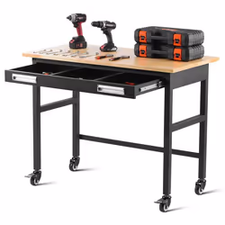 Établi de 1220 mm-VEVOR-Table de Travail avec Tiroir Coulissant et Roulettes-Charge 680 kg-pour Garage Atelier Bureau et Mais ...