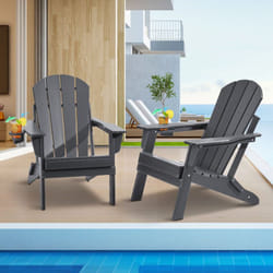Chaise Adirondack en Plastique, Lot de 2, Fauteuil de Jardin Pliant Portable, Charge 181,4 kg, avec Porte-Gobelet, Accoudoir Relaxant, pour Toutes