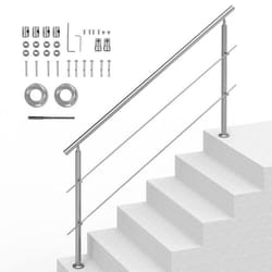 Rampes Descalier-VEVOR-1800 x 104 x 1060 mm-2 Barres Transversales-pour Personnes âgées Porche et Terrasse-Argent