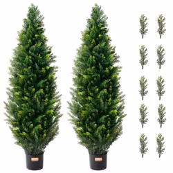 Arbre Topiaire Artificiel en Cèdre-VEVOR-380 x 380 x 1230 mm-Ensemble de Verdure Artificielle Classée UV
