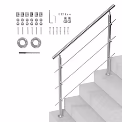 Rampes Descalier-VEVOR-1200 x 104 x 1060 mm-3 Barres Transversales-pour Personnes âgées Porche et Terrasse