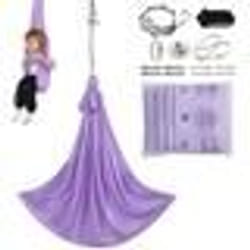 Hamac aérien yoga-VEVOR-violet28x16 m-100 g-m² Charge 250 kg-Vol Anti-gravité dAir-Fitness Musculation Pilates Gym Maison